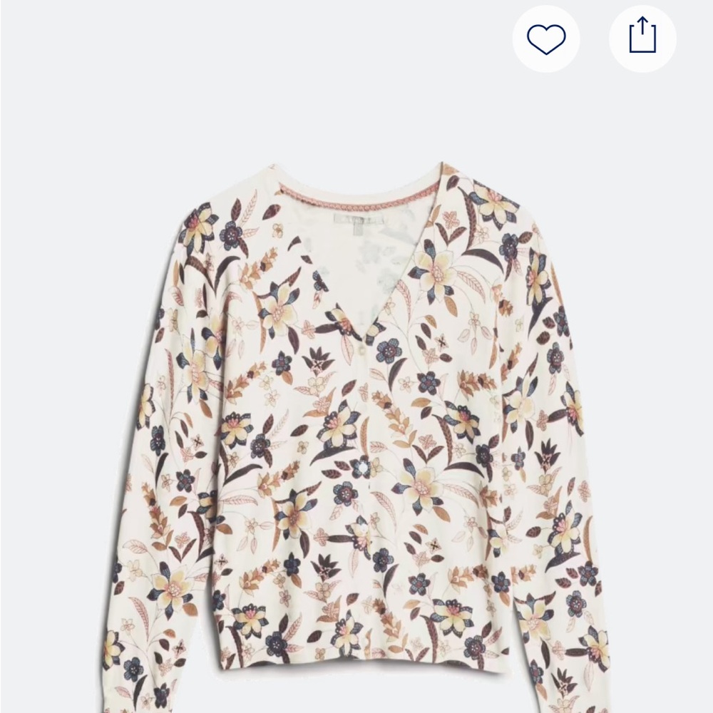 Daniel Rainn Annia V-Neck Floral Cardigan - Cream and Purple